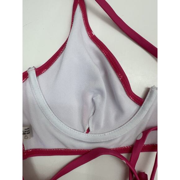 Zaful Womens Swimsuit Size 6 Two Piece Bikini Pink Polka Dot - Picture 3 of 14